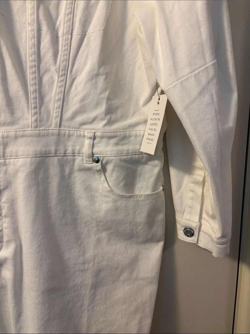 NWT - Eloquii Off-White Denim Dress with Snap Front - Picture 3 of 6
